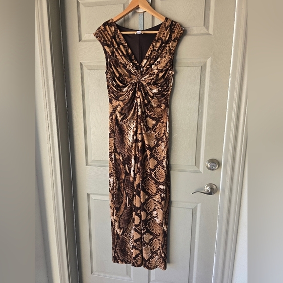 Chico's Maxi Dress Sz M Women Snake Print Sleveless Lined Stretchy Neutral - Picture 3 of 13